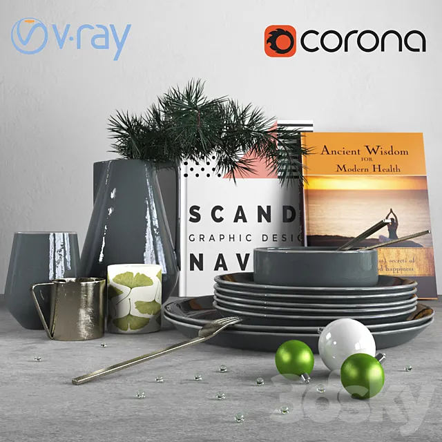 Scandinavian Christmas Decor Set 3DModel