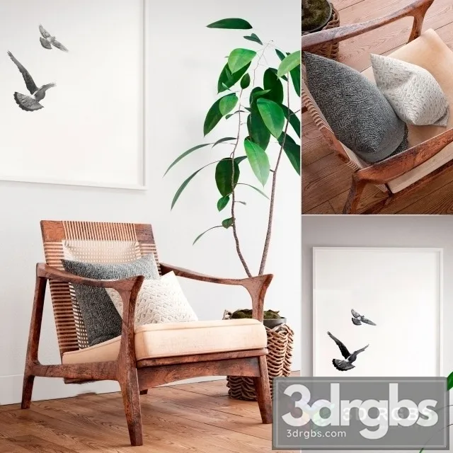 Scandinavian Corner Armchair 3D Model Free