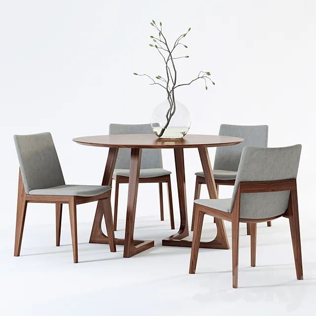 Scandinavian Designs Fuchsia Dining Chair & Cress Round Dining Table 3DModel