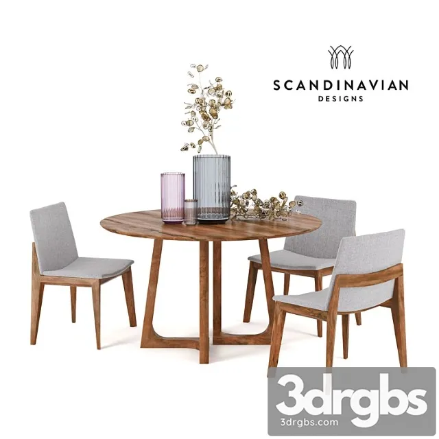 Scandinavian designs fuchsia dining chair & cress round dining table. lyngby porcelain 2 3D Model Free