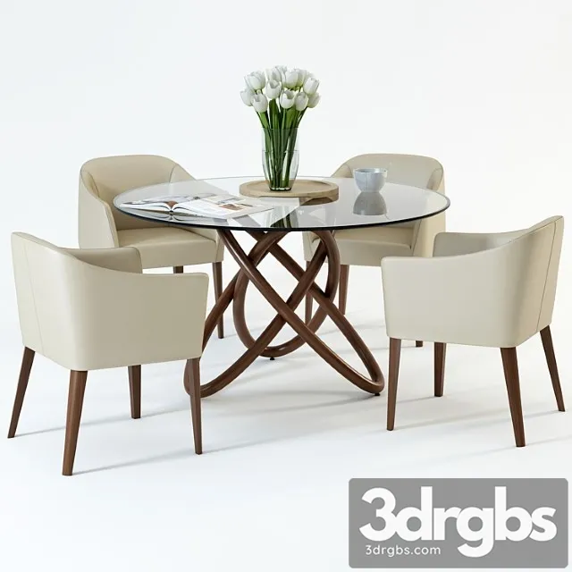 Scandinavian designs oleander dining table & lank chair 2 3D Model Free