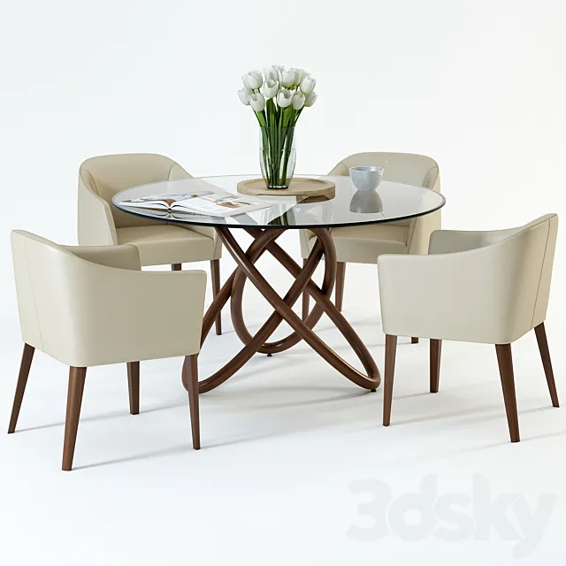 Scandinavian Designs Oleander Dining Table & Lank chair 3DModel