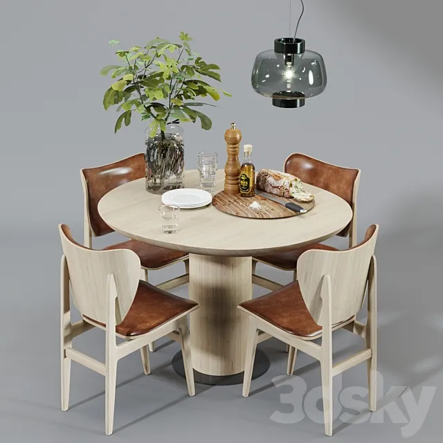 Scandinavian dining set 3DModel