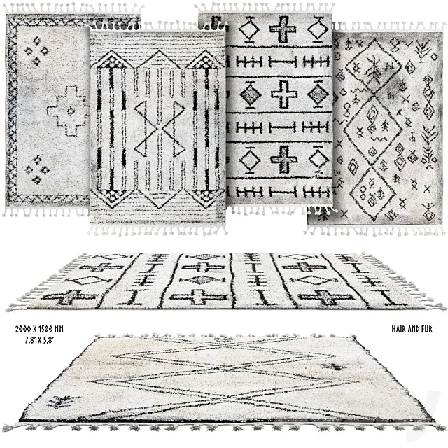 Scandinavian rugs set 3D Model