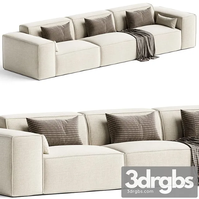 Scandinavian slipcovered square arm modular sofa 2 3D Model Download