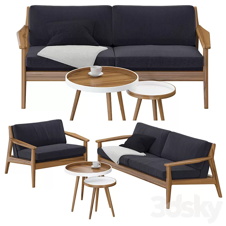 Scandinavian sofa and chair 3D Model