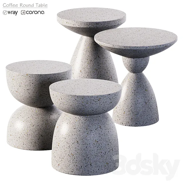 Scandinavian style coffee round table 3D Model