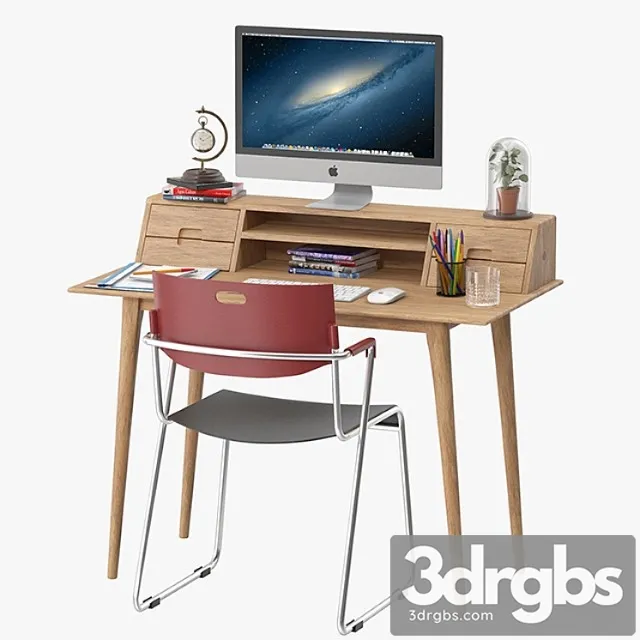 Scandinavian style desk 2 3D Model Free