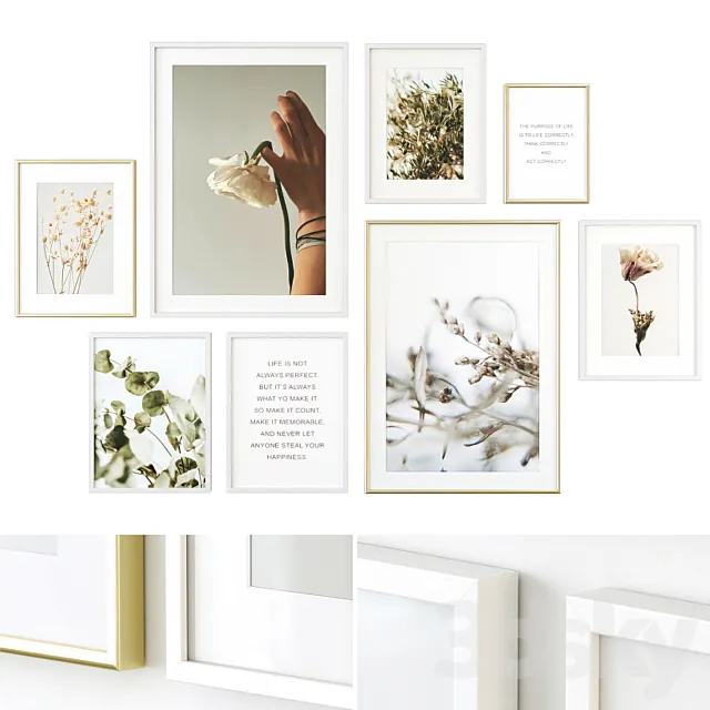 Scandinavian style posters set 3D Model