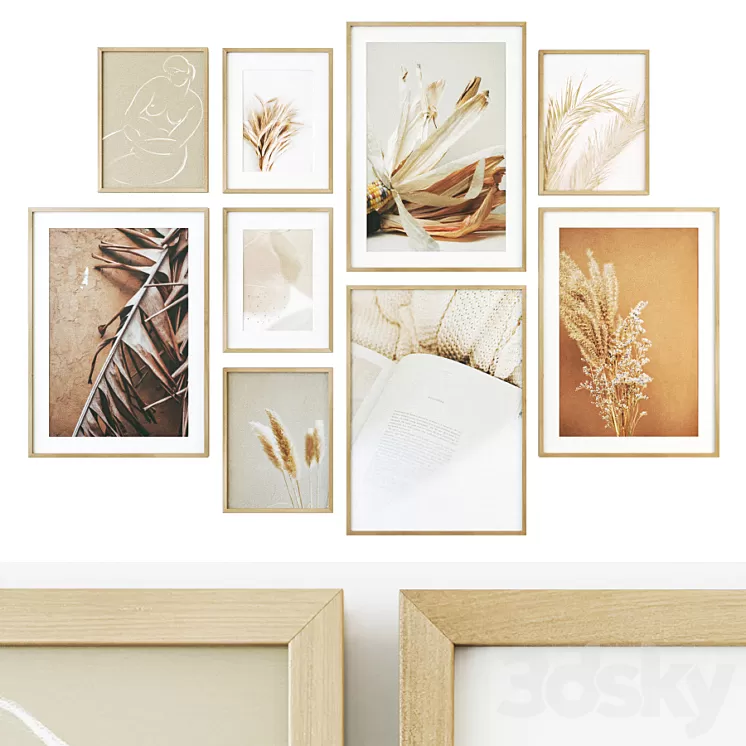 Scandinavian style posters set 3D Model