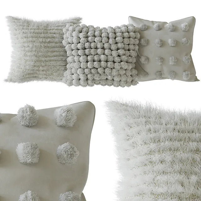 Scandinavian wool pillows 3D Model