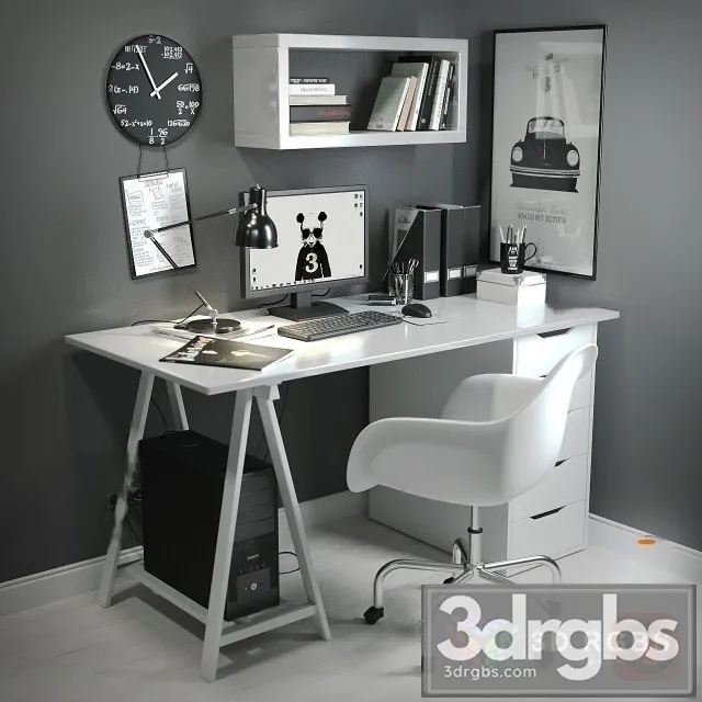 Scandinavian Workplace Bw 3D Model Free