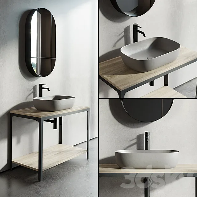 Scarabeo Ceramiche ABLE Single Vanity Unit Set 1 3DModel