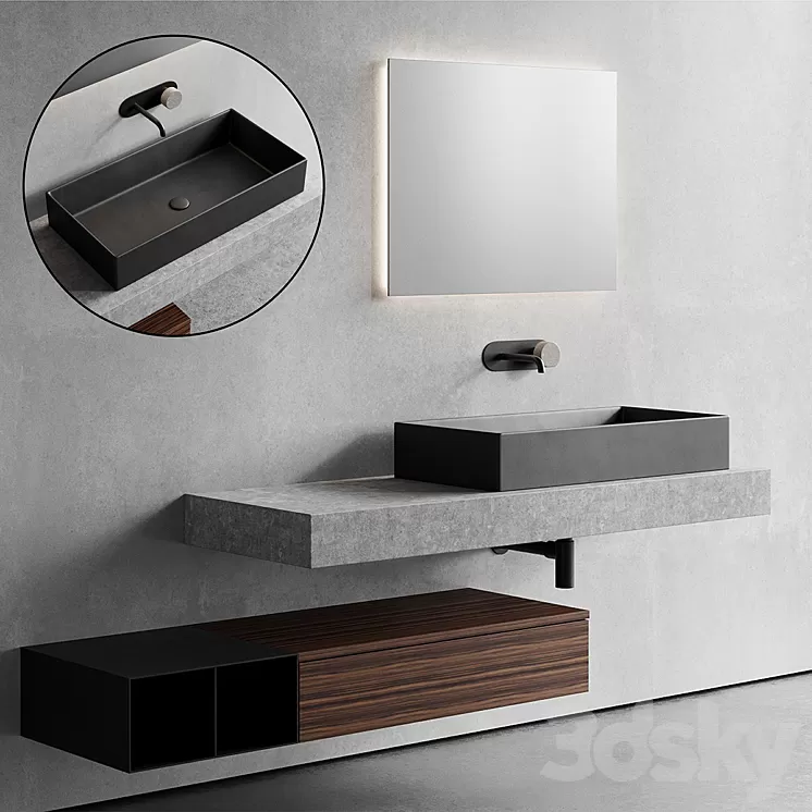 Scarabeo Ceramiche Topline Vanity Unit Set 1 3D Model