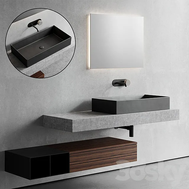 Scarabeo Ceramiche Topline Vanity Unit Set 1 3DModel