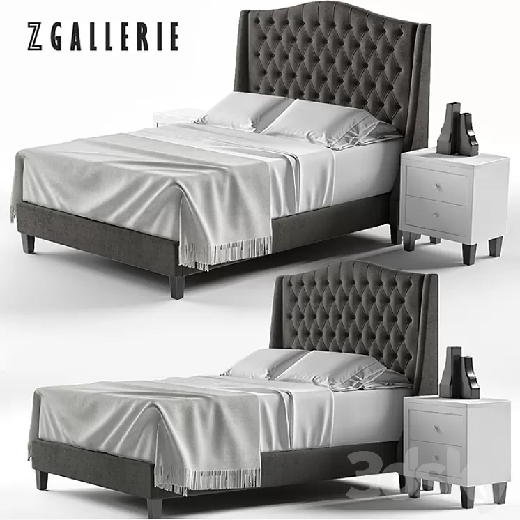 Scarlett Tufted Bed 3D Model