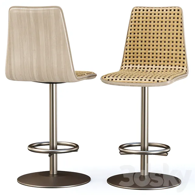 Scarlett wooden rattan bar stool SR22 _ Rattan bar stool 3DModel