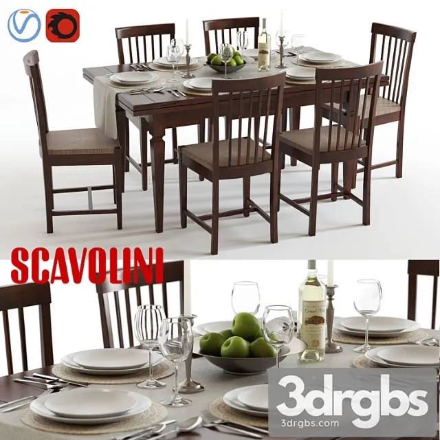 Scavolini Armony Chairs and Table 3D Model Free