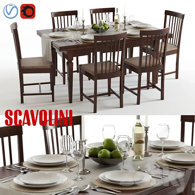 Scavolini Armony Chairs and Table 3D Model