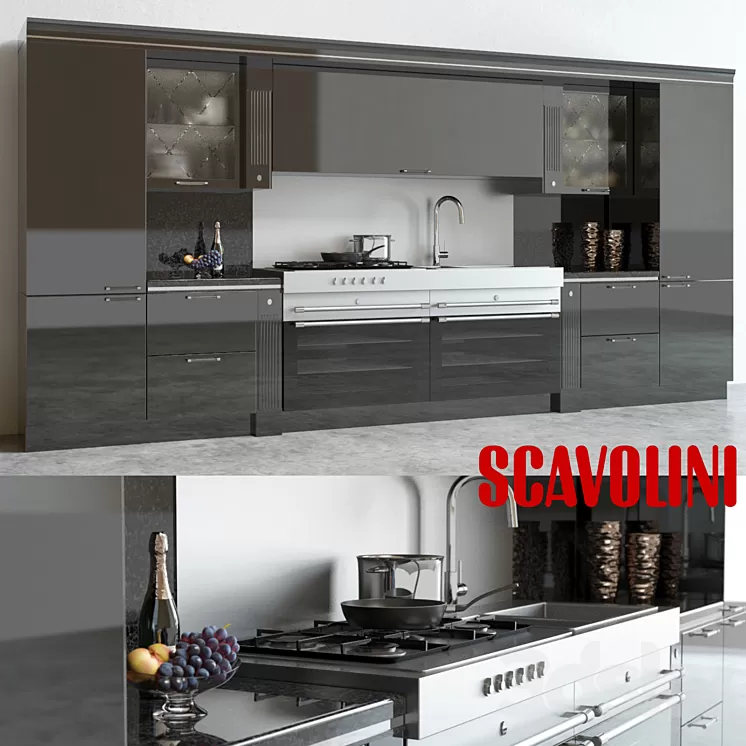 Scavolini Baccarat Kitchen Black 3D Model
