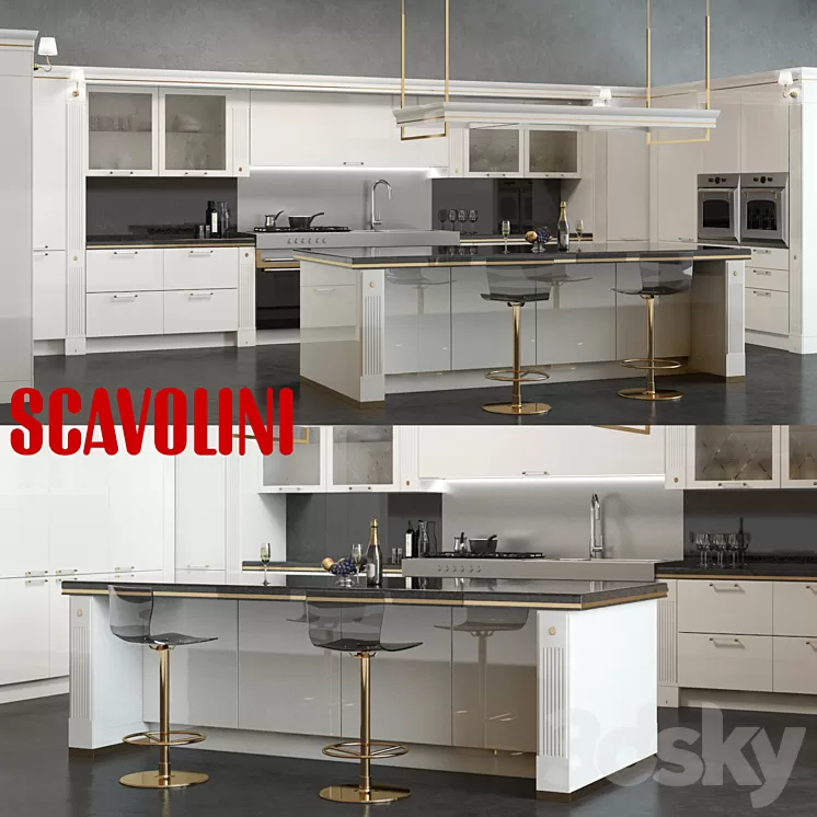 Scavolini Baccarat Kitchen White 3D Model