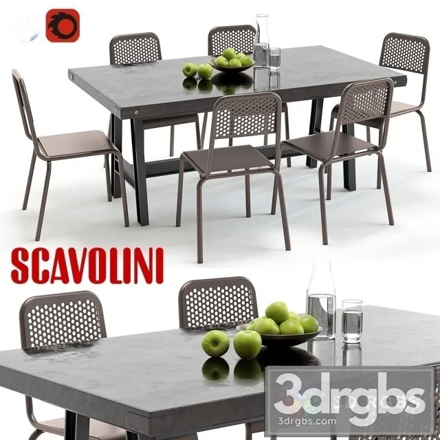 Scavolini Table and Chair Set 3D Model Free
