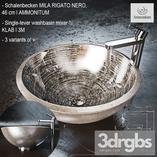 Schalenbecken Mila Rigato Nero 3D Model Free