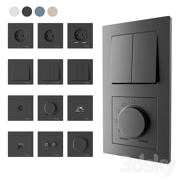 Schneider Electric set Atlasdesign 3D Model Free