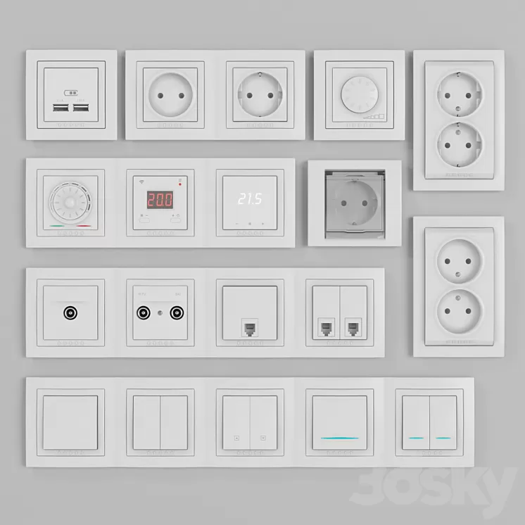 Schneider Electric Unicha sockets and switches 3D Model