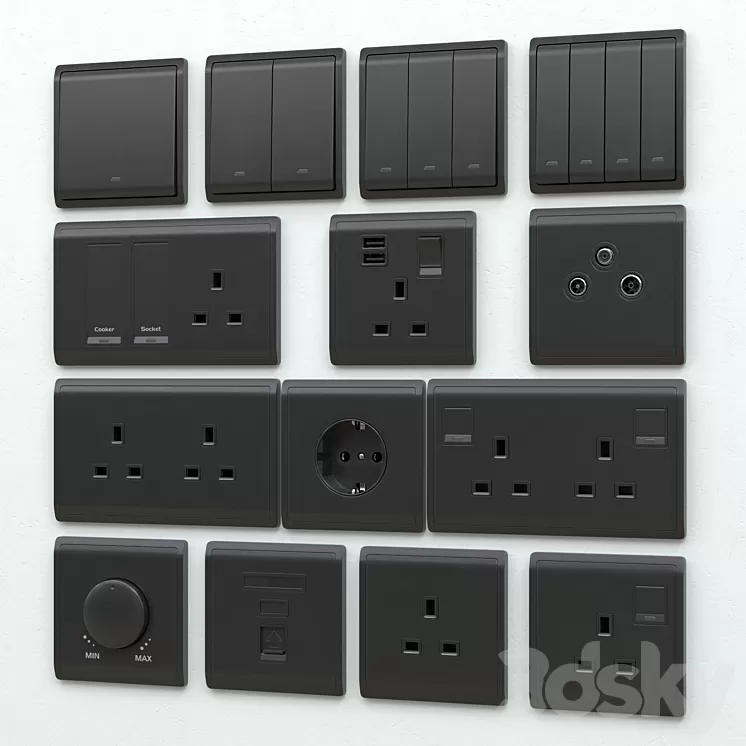 Schneider pieno switches & sockets matte black