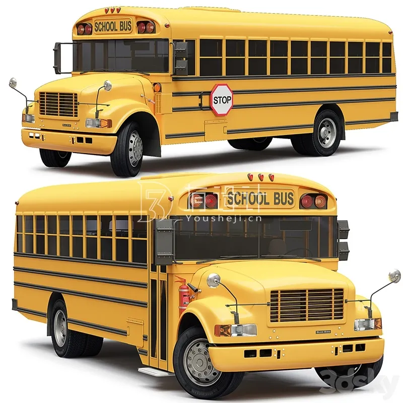 School Bus Blue Bird - 3555