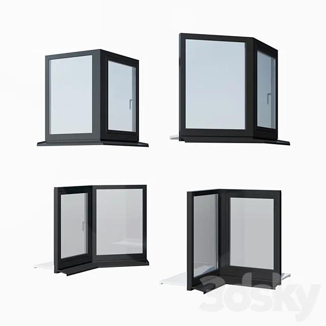Schuco AWS 65 aluminum windows - set 3 3DModel
