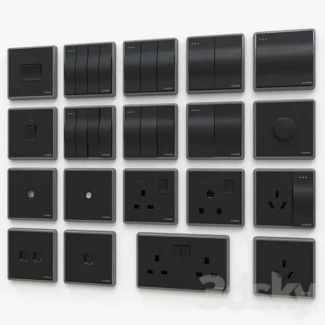 Scneme wall switches & sockets 3DModel
