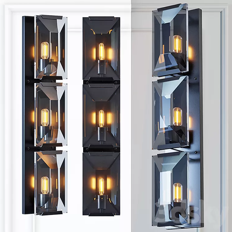 Sconce RH Harlow Crystal Round Bra Triple 3D Model