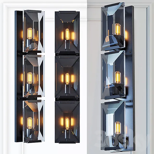 Sconce RH Harlow Crystal Round Bra Triple 3DModel