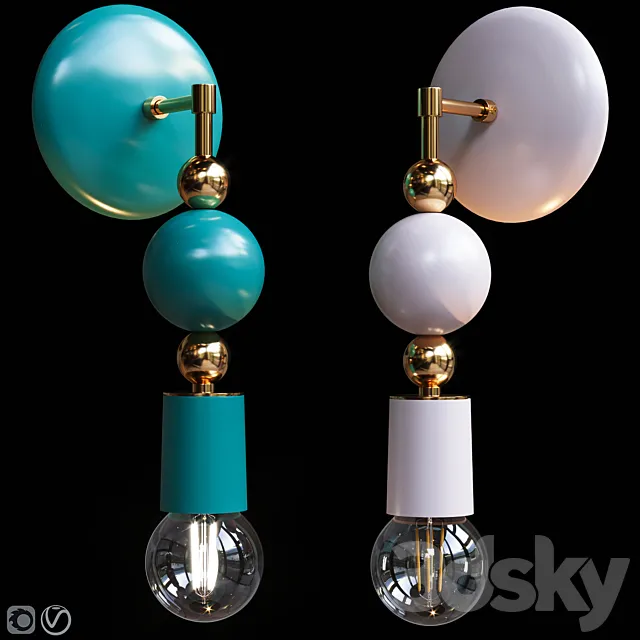Sconce Sphere Emerald and Blush 3D Model