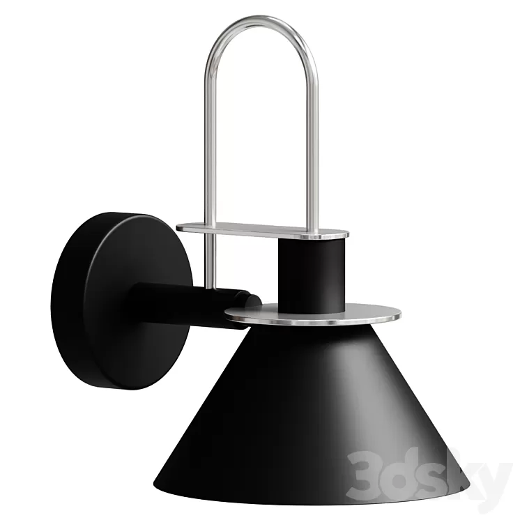 SconceModern 1-Light Cone Indoor Wall Sconce Metal Tapered Shade Wall Light in Black 3D Model