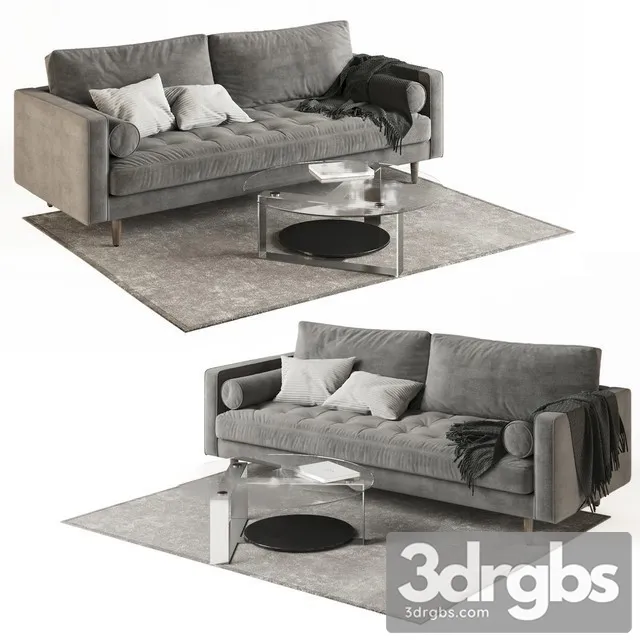 Scott 2 Seater Sofa 01 3D Model Free