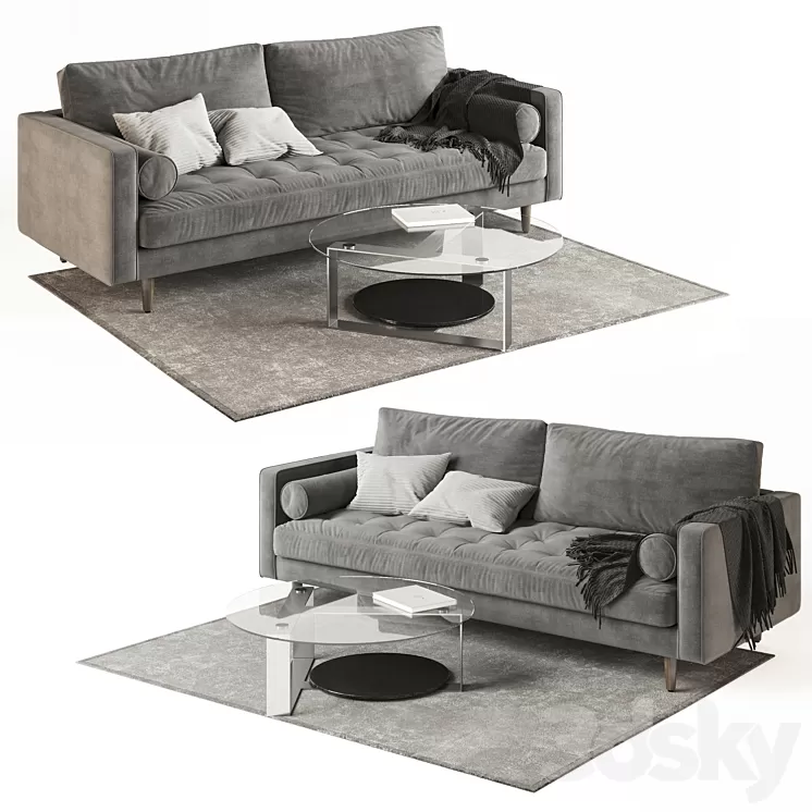 Scott 3 Seater Sofa 3D Model