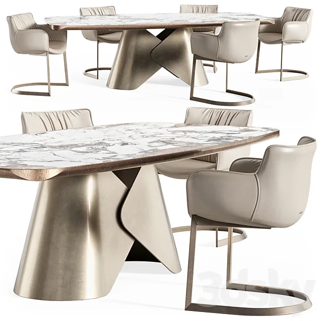 Scott ceramic table Rhonda chair 3D Model