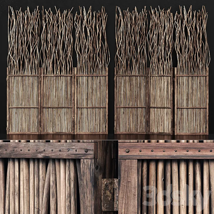 Screen branch crooked decor n5 / Screen of curved branches # 5 3D Model Free