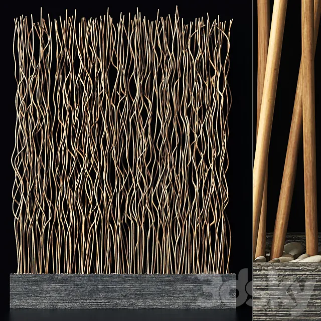 Screen wood branch thin wave n1 _ Screen of thin wavy branches No. 1 3D Model