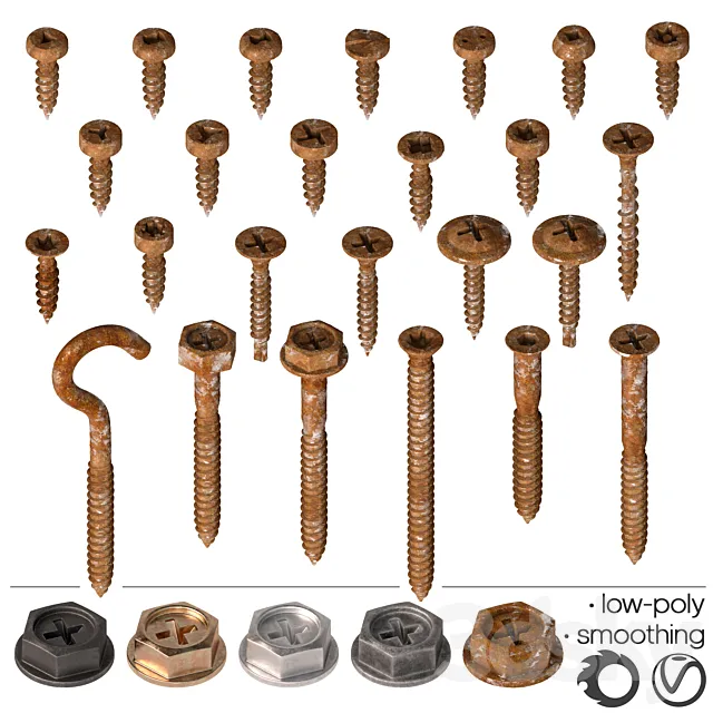 Screws self-tapping screws - Set-3 3D Model