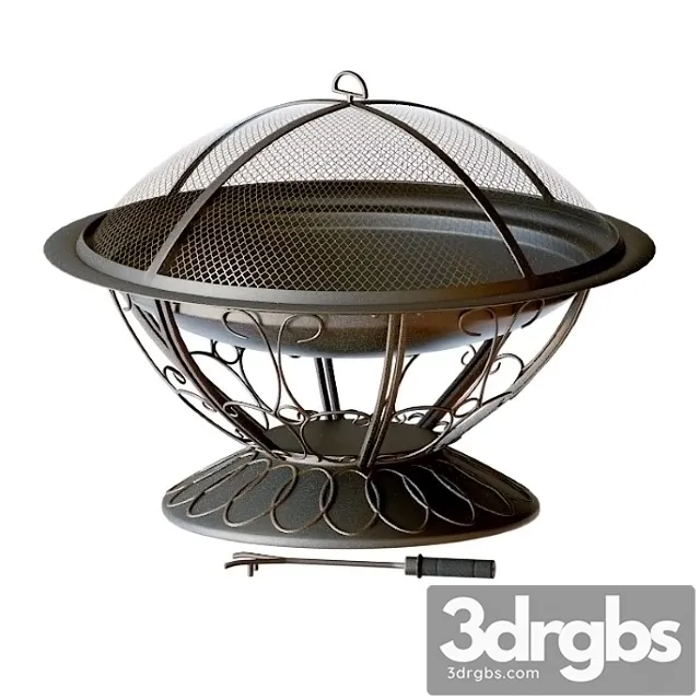 Scroll Wood Burning Firepit in Black 3D Model Download