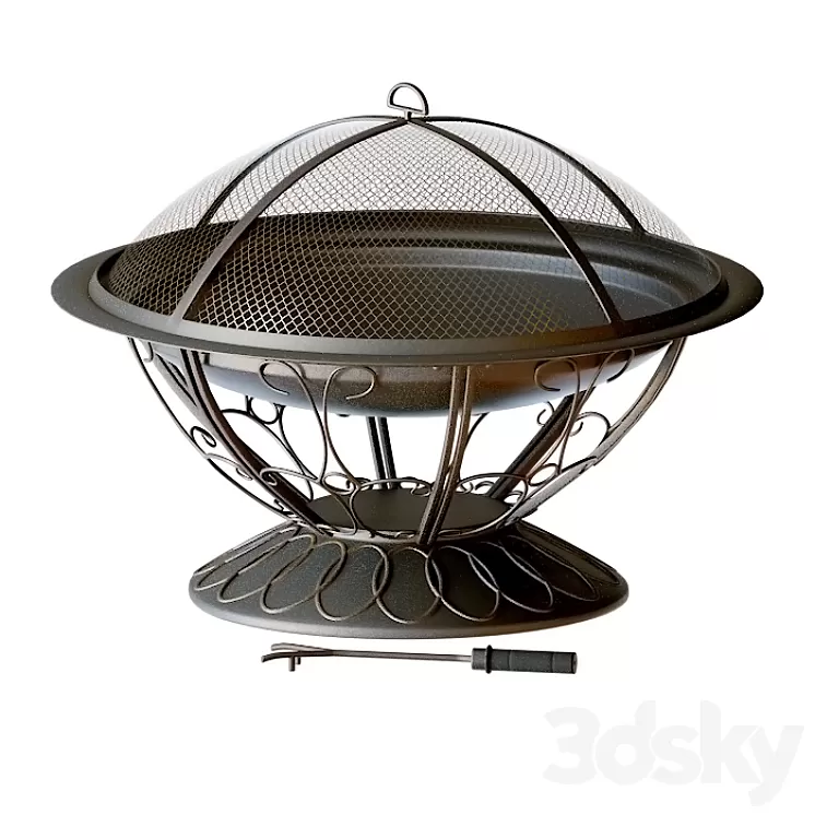 Scroll Wood Burning Firepit in Black 3D Model
