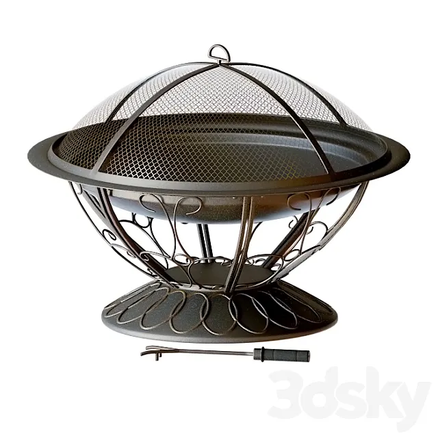 Scroll Wood Burning Firepit in Black 3DModel