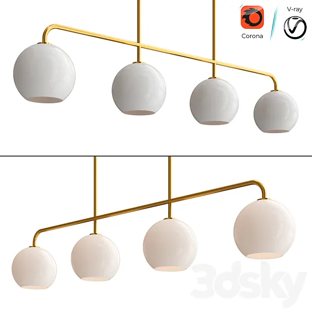 Sculptural 4-Light Globe Pendant - Milk 3D Model