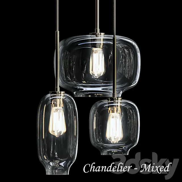 Sculptural Glass 3-Light Multi Chandelier 3DModel