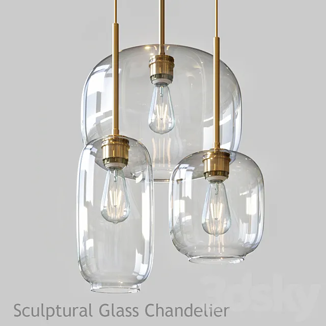 Sculptural glass chandelier 3D Model
