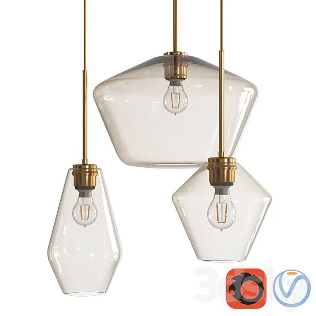 Sculptural Glass Geo champagne 3D Model